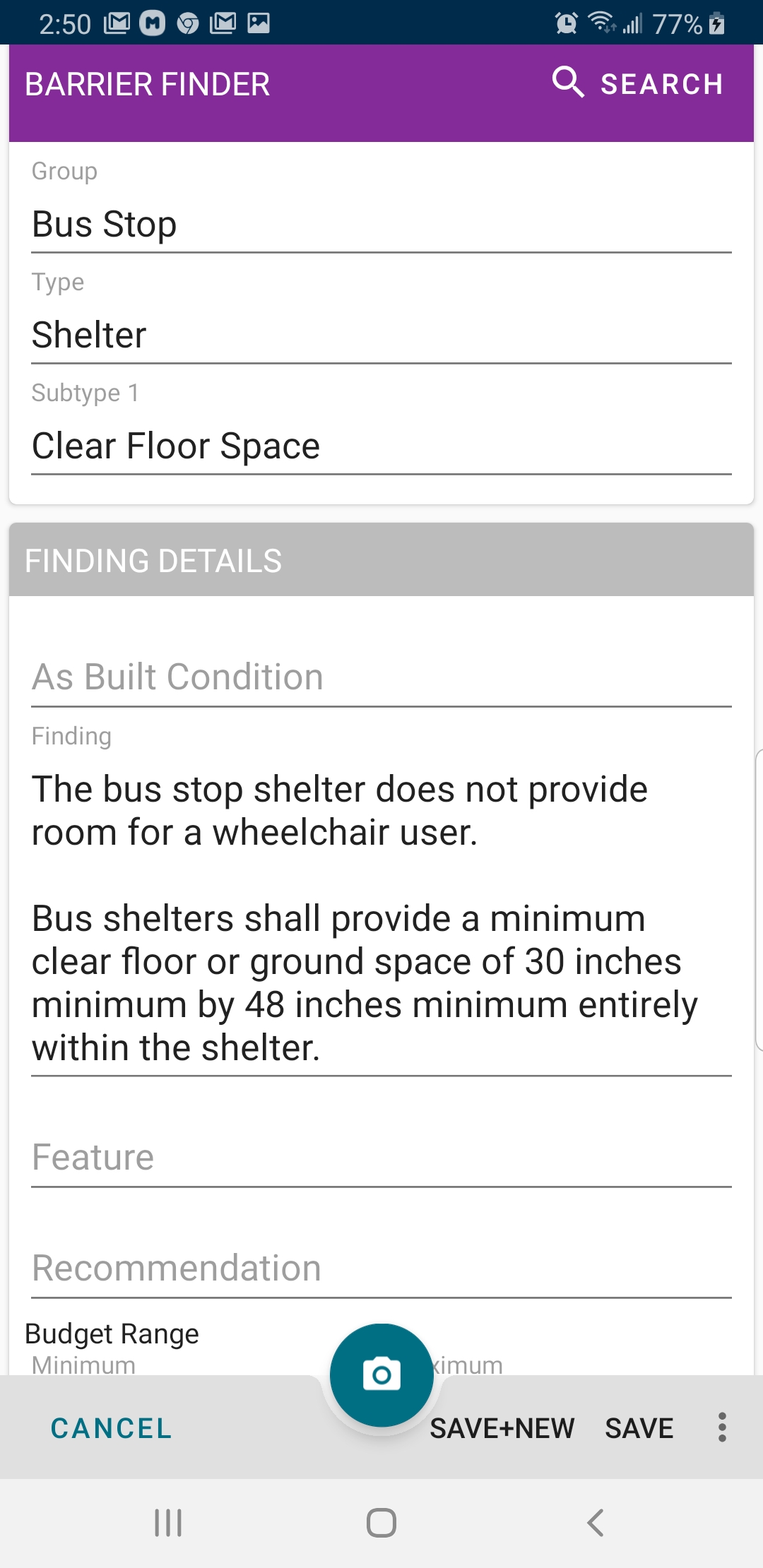 BlueDAG mobile app on Android device showing barrier inspection interface in the field