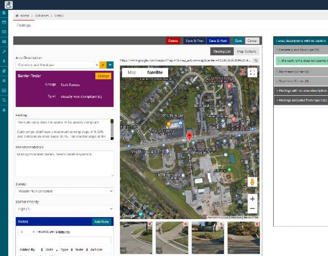 BlueDAG Virtual Streets findings screen
