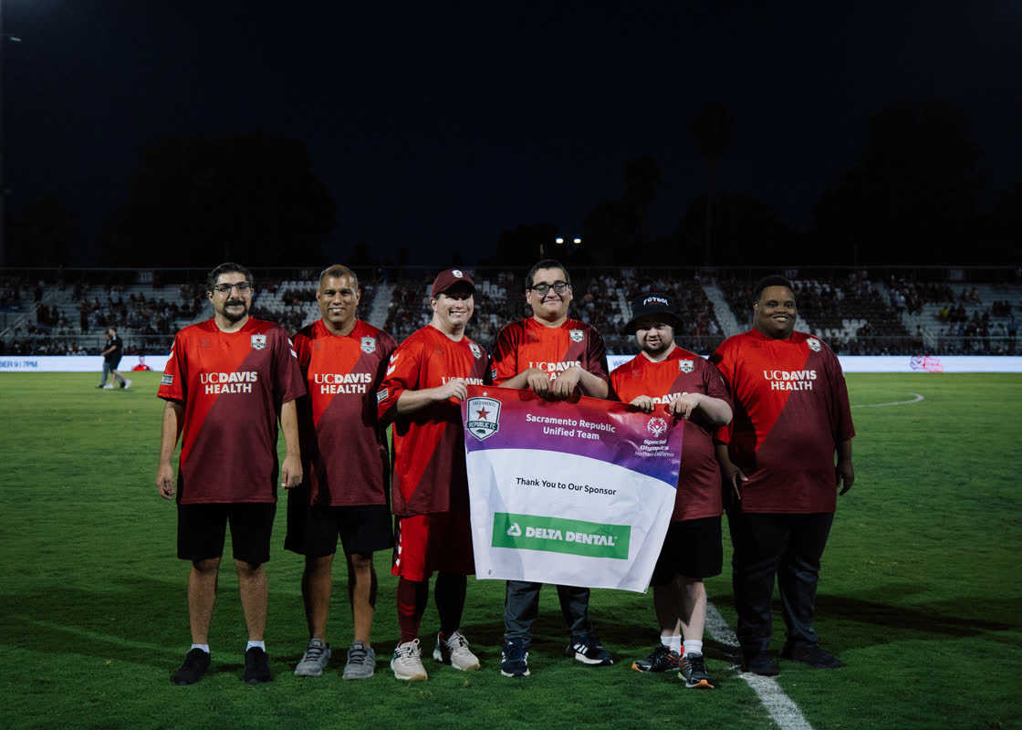 Sacramento Republic FC Unified Team players and coaches on the field